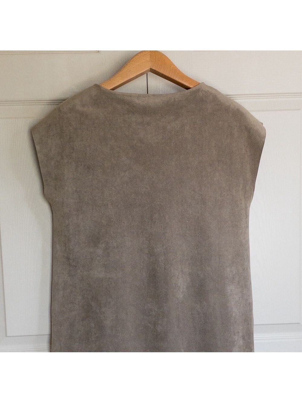 Wilfred Free Aritzia Faux Suede Nori Boxy Mini Dress Tunic Sleeveless Minimalist - Picture 7 of 10